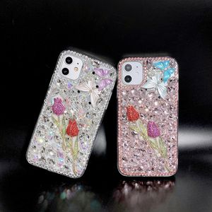 Роскошная шипая бриллиантовая телефон для нового iPhone 15 14 13 Pro Max Transparent Athestone Gir Rose Case для iPhone 12 13 6 7 Plus