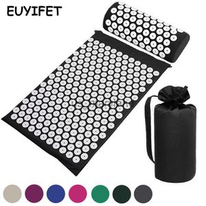 Yoga Mats Acupuncture Massage Mat Back Body Head Neck Foot Relieve Pain Stress Spike Acupressure Mat Needle Massager Cushion Pillow J230506