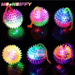 LED Light Sticks 1 Pc Kids Glowing Ball Toy Up Flashing Soft Prickly Massage Elasticity Fun Toys Children Squeeze Anti Stress 230605