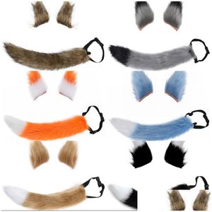 Saç Aksesuarları Cosplay Cadılar Bayramı Kulakları Kuyruk Peluş Takım Kostümleri Props Mticolor İsteğe Bağlı Simasyon Kedi Kurt Hayvanları Oyuncak 363 H1 Drop D Dhokj