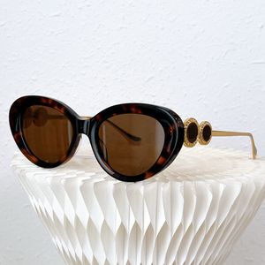 Zeitlose, klassische Cat-Eye-Damensonnenbrille, dunkle Schildpattfarbe, Persönlichkeitssonnenschirm, einzigartiges rundes Badge-Design, GRÖSSE 52 19 145, modische Herrensonnenbrille