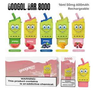 Orijinal Googol Bar Puff 8000 Sünger Disaposozable Vape Kalem E Sigara 16ml Önceden doldurulmuş 600mAh Pil Şarj Edilebilir 10 Lezzet Toptan Çin Fabrikası 7000 5000