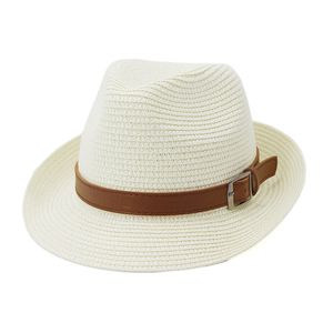 Spring Summer Small Brim Jazz Straw Hat Women Beach Shade Hats Men Sun Protection Cap Outdoor Travel Holiday Caps