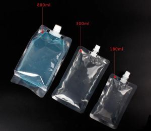 1000ml/ 1L Basit Stand Plastik İçecek Ambalaj Çanta Çantası Çantası İçecek Sıvı Suyu Sütü Kahve Suyu