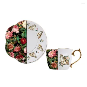Кружки европейские ретро-тигровые роза нерегулярные тумблеры вода стеклянная чашка керамические кофейные чашки блюда