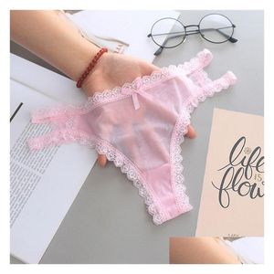 Women'S G-Strings Lace Breathable Bikini Gstrings Panties Strappy Waist Gauze See Through Thongs T Back G Strings Sexy Lingerie Wome Dhq5R