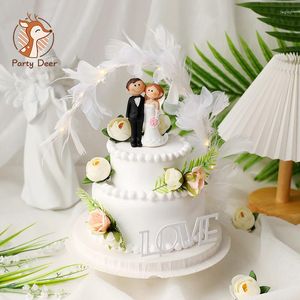 Festival Malzemeleri Evlilik Yıldönümü Partisi Kek Topper Reçine Çiçek Toppers Mutlu Yıllar Dekorasyonları Promosyon Öğeleri