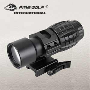Ateş Wolf Taktik Kırmızı Dot Optik Görüş 3x Büyüteç Kırmızı Nokta Görüşüne Uyuyor Yan yana Picatinny Weaver Demiryolu Montajı Avcılık