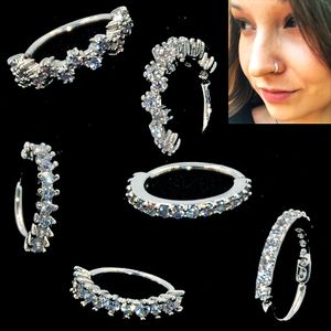 Burun Halkaları Saplamalar 1pc Yuvarlak Zirkon Bükülebilir Gem Halkası Bükülebilir Dikişsiz Burun Halkası Çelik Kristal Kulak Trague Kıkırdak Küpe Piercing 1mm 230605