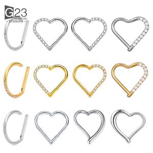 Nose Rings Studs ASTM-F136 Septum Ring Nose Piercing D Shape Zircon Tragus Piercing Jewelry for Women Ear cartilage Helix Nose Earring 230605