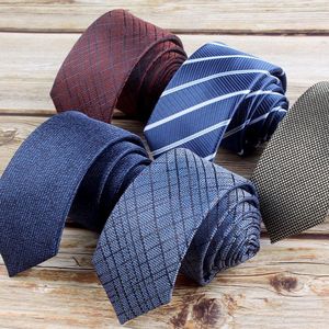Бабочка галстуки 6 см Узкая полиэфирная галстука для мужчин Бизнес -встреча формальная жаккардовая полосатая клетчатая клетчатая клетчатая галстука ежедневная одежда в подарок Cravat