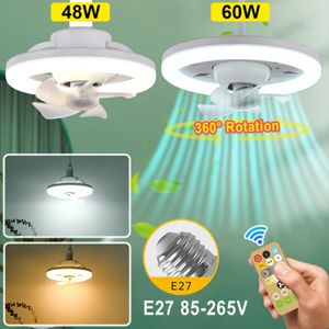 360 ° Rotating Ceiling Fan Light E27 Intelligent Fan With Remote Control Led Fan Light For Living Room Bedroom Top Light 85-265V