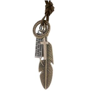 Anhänger Halsketten Punk Vogel Feder Halskette Antiker Buchstabe Id Kreuz Charm Verstellbare Lederkette Für Frauen Männer Modeschmuck Gi Dhcot