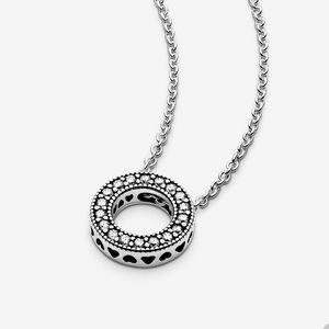 925 prata esterlina logo pave círculo collier colar para pandora colares de casamento designer de joias para mulheres colar de coração de diamante de cristal com caixa original