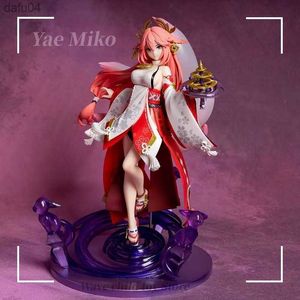 24cm Genshin Impact Yae Miko Anime Girl Figure Yae Miko Sexy Action Figure Qiqi/Xiao/Hu Tao Figurine Collectible Model Doll Toys L230522