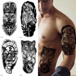 Geçici Dövmeler Su Geçirmez Dövme Çıkartması Büyük Tiger Aslan Kurt Gül Hipster Adam Kadın Vücut Sanatı Tatuajes 230606