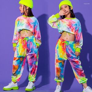 Stage Wear Kids Festival Concert Hip Hop Dancing Clothing Sweatshirt Crop Tops Jogger Pants For Girls Dance Costumes Street Clothes