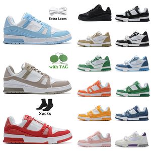 Дизайнерские низкие кроссовки Virgil Trainer Casual Shoes the Calfskin Leather Abloh Tripler White Pink Dhgate Mens Women Vuittns Платформа на открытом воздухе Flats обувь Euro 36-45