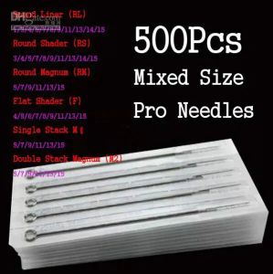 Toptan 500pcs Çeşitli Tek Kullanımlık Steril S Karışık Boyut Dövme Mürekkep Kupaları İpucu Kitleri