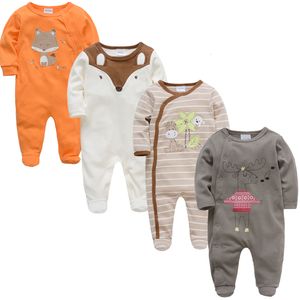 Armatürler 3 4 PC/Lot Yaz Bebek Roupa De Bebes Doğdu Tulum Uzun Kollu Pamuk Pijamaları 3 6 9 12 aylık Artırıcılar Bebek giysileri 230606