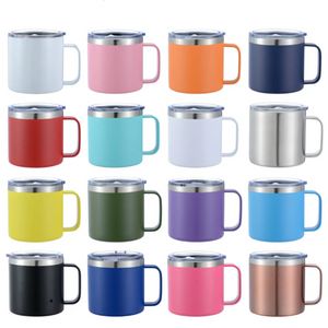 14oz Stainless Steel Sublimation Tumbler With Lid Handgrip Double Wall Vacuum Insulated Cup Wine Tumblers Coffee Mugs Water Cup FY5273