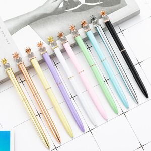 PCS/Lot Creative Crystal Ananas Metal Beyin Pen Sevimli Döner Top Pens Business Ofis Okul Yazma Malzemeleri