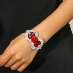 Связь браслетов преувеличивает ринстон сердца винтажный браслет для женщин богемный красный хрустальный темперамент