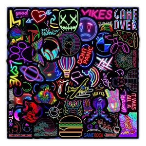 Bike Groupsets 50 Pcs Neon Lights Stickers Fashion Funny Luggage Mobile Phone Computer Notebook Decals Decorative Bicycle Frame 230607
