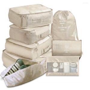 Depolama Çantaları 8 PCS Paket Küpleri Seyahat Bagaj Organizatör Bavul Kılıfları Kıyafet Ayakkabı Düzenli Çanta Çantası Tuvalet Malzemeleri Yıkama