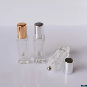 Frasco de rolo de vidro quadrado vazio para todos os jogos 6ml Recipiente de rolo de fragrância Faça você mesmo Frascos de perfume Brilho labial de beleza Embalagem vazia Frascos roll-on