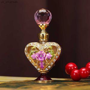 Koku boş 5ml parfüm şişesi vintage pembe mor cam oyma çiçek elmas dekor kristal kapağı dolum esansiyel yağ el yapımı hediye l230523