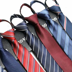 Boyun bağları 486 cm erkek kravat iş resmi elbise giymek şerit düz renkler fermuar kravat toptan hediyeler erkekler için slim sıska 230605