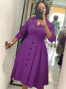 Günlük Elbiseler Kadınlar İçin Ofis Uzun Kollu Düğme Down Çentikli Yakası Bel Kuşak Bir Çizgi Midi Zarif İş İş Kilisesi Giyim 451