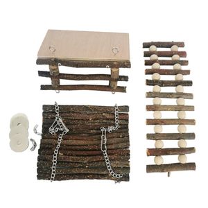 Игрушки для хомяка, деревянная игровая площадка, платформа для активности с деревянной лестницей, качели, гамак, жевательная игрушка для крыс, песчанок, мелких животных