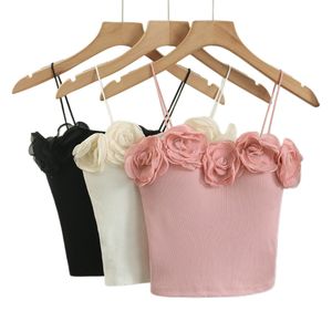 Kadınlar Yeni Spagetti Kayışı 3D Çiçek Patchwork Bodycon Tunik Yastıklı Kısa Tanklar Camis Vest