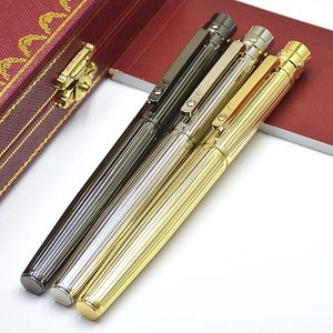 Yüksek kaliteli santos serisi ca metal rollerball kalem gümüş altın şerit kırtasiye ofisi schoo malzemeleri pürüzsüz jel kalemler yazıyor