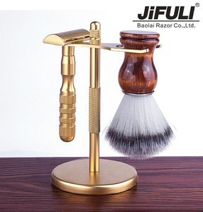 Лезвия для бритв JiFULI - Высококачественная классическая безопасная бритва с двойным лезвием для мужчин, ручной держатель для кисточки для бритья, подарочный набор, лезвия для бритвы 230607