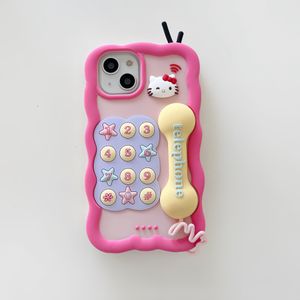 Бесплатный DHL Оптовая телефонная телефон прекрасный розовый 3D телефона для iPhone 14 13 12 Pro Max i11 14pro 13pro Gril Kid Funtelephone милый мультипликационный кот мягкий силиконовый обложка