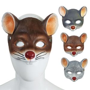Parti Maskeleri Maskesi Yetişkin Cadılar Bayramı Mouse Yarı Yüz Cosplay Cat Deri Masquerade Karnaval Oyunu 230607