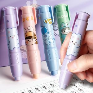 Erasers Cue Cartoon Rabbit Girl Pressing Pencil Eraser Pen Type Replaceable Rubber Core School Student Kid Gifts Office 230608