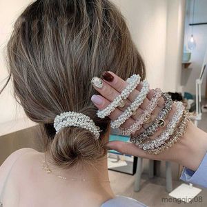 Other Crystal Hair Tie Elastic Rope Simple Metal Sheets Scrunchies Ponytail Headdress For Women Accessories R230608