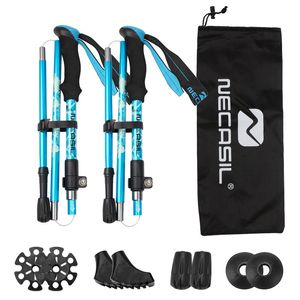 Trekking Poles 5-Section Outdoor Fold Trekking Pole Camping Portable Walking Hiking Stick For Nordic Elderly Telescopic Club Easy Put Into Bag 230607