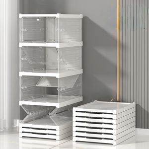 Storage Baskets Foldable Integrated Shoe Box Cabinet TransparentVisible Installation Free Dustproof and Moistureproof 230607