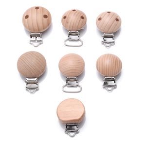 Mobiles# 10Pcs Beech Wooden Pacifier Clip Baby Teether Soother Clasp Metal Nursing Accessories Chewable Teething Diy Dummy Chains 230607