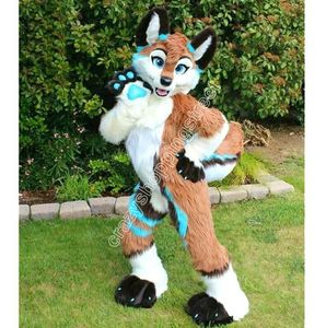 Длинная меховая хаски собака Fox Fecsuit Furry Costume Costum