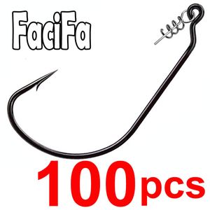 Balıkçılık Kancaları 100 PCS Solucan Hook Yumuşak Baslar İçin Bahar Büküm Kilidi