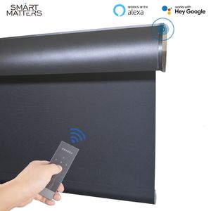 Bantlar Akıllı Önemlidir Siyah Roller Gölgeleri Kablosuz Motorlu Kepenkler Ses Kontrolü Alexa Google Home Yatak Odası için Uyumludur 230608