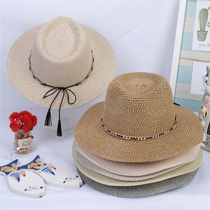 Spring Summer Panama Straw Hat Beach Shade Hats Women Men Foldable Breathable Sun Protection Cap Outdoor Travel Holiday Caps