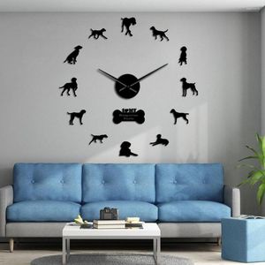 Relógios de parede Húngaro Pointer Vizsla Dog DIY Clok Com Diferentes Posturas Art Stickers Magyar Grande Relógio Moderno Sem Moldura