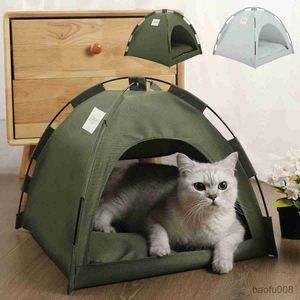 Cat Carriers Houses Summer Cat Tent Bed Pet with Cushion for Indoor Cat Nest Cat Bed for Kitten House Pet Sofa R230608